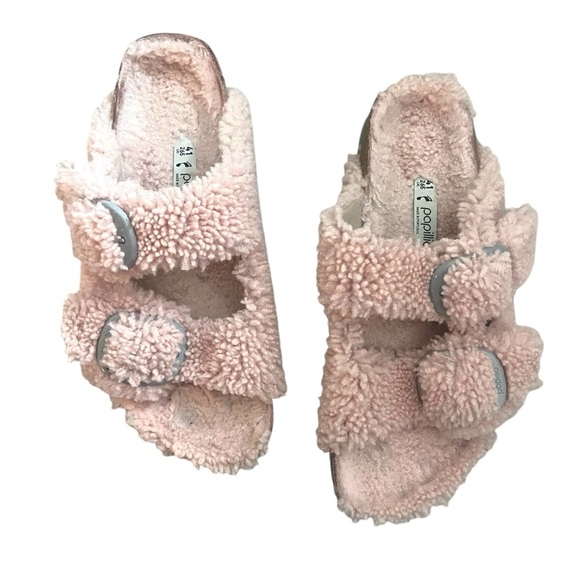 Free People Arizona Teddy Shearling Birkenstock Sandals Pink Sz 41